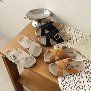 Ciabatte Casual Retro da Donna con Cinturino Incrociato Sandali Retro con Suola Spessa Effetto Sughero Pantofole da Spiaggia Punta Aperta per Donna