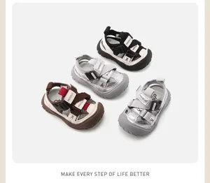 Breathable toddler outdoor sandals with adjustable velcro straps in various colors
