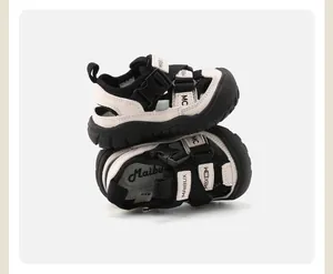Detailed view of breathable toddler outdoor sandals with secure velcro straps and anti-slip sole