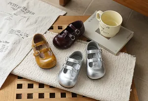 Variedad de colores para zapatos Mary Janes con doble hebilla para niñas