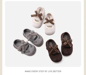 Variety of colors for children's plaid bow Mary Janes with breathable mesh detail