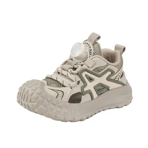 Breathable boys' mesh sneakers with chunky tire sole and dial lacing system