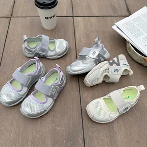 Breathable mesh toddler girls' sport sandals with non-slip soft soles in various colors