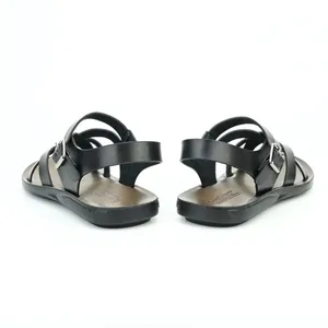 Rear view of black men's casual gladiator sandals with soft anti-slip soles