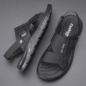 Professional men's summer black beach sandals with breathable non-slip soft sole for outdoors