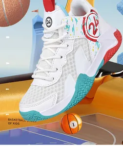 Scarpe da basket alte traspiranti per bambini con design graffiti e suola antiscivolo duratura