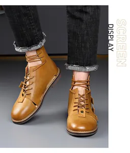 Detailed view of men's vintage tan leather hollowed-out Roman sandals with lace-up design.