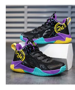 Scarpe da basket alte per bambini con design numero 24 e rete mesh traspirante di qualità