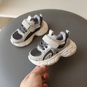 Toddler boys breathable mesh chunky sneakers with non-slip soft sole for summer sport