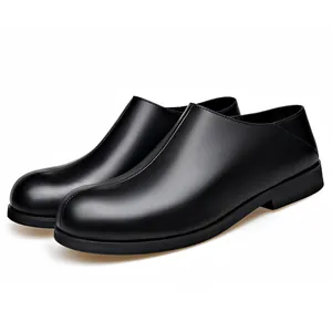 Επαγγελματικά μαύρα δερμάτινα casual loafers με χοντρή σόλα από καουτσούκ