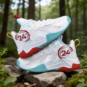 Scarpe da basket alte per bambini con rete traspirante e suola antiscivolo.