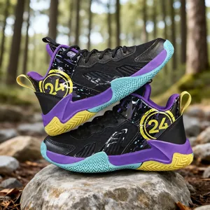Scarpe da basket alte e traspiranti per bambini con suola in gomma antiscivolo