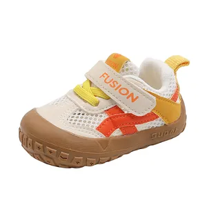 Breathable toddler walking shoes with soft non-slip sole and reinforced toe protection