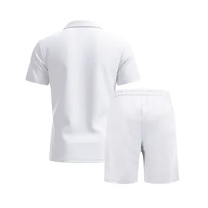 Rückansicht des weißen schnelltrocknenden Polo-Shirts und Shorts Sets für Herren