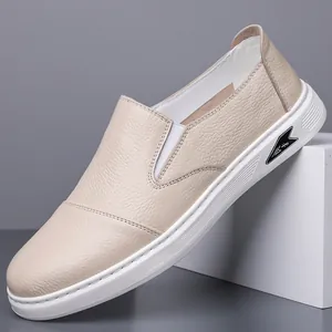 Mocassini da Uomo in Vera Pelle Casual Scarpe Basse Slip-on Cucite a Mano Traspiranti Suola Morbida Scarpe Eleganti Uomo