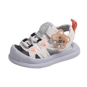 Cartoon bear children's light-up sandals with soft soles for toddlers 1-3 years