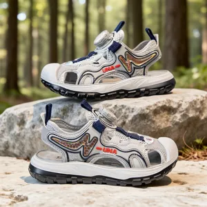 Kids Outdoor Sport Sandals Dial Closure System Boys Orthopedic Arch Support Beach Shoes Anti-slip Protective Toe Cap