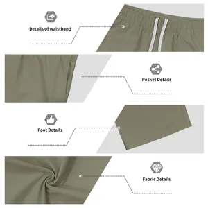 Details der Outdoor-Freizeithose für Herren mit Bund und Stoffstruktur-Nahaufnahme.