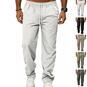 Heren High Street Rechte Pijpen Vrijetijdsbroek Ademend Polyester Outdoor Woon-werkverkeer Elastische Taille Trekkoord Onderkant