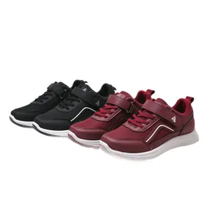 Breathable mesh walking sneakers with soft soles, available in black and dark red colors.