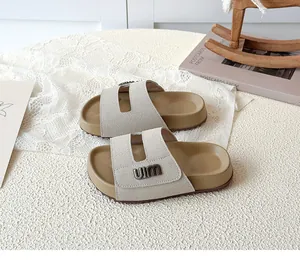 Detailed macro view of comfortable children's breathable Birkenstock sandals for summer