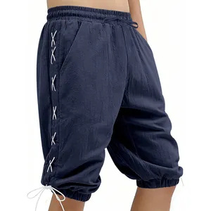 Close-up of medieval Viking style men's shorts with white side lacing details