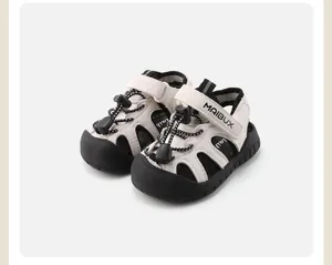 Detail view of breathable baby outdoor sandals with soft non-slip soles and adjustable strap