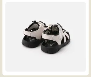 Rear view of breathable toddler sandals with soft sole and velcro strap for summer outdoor.