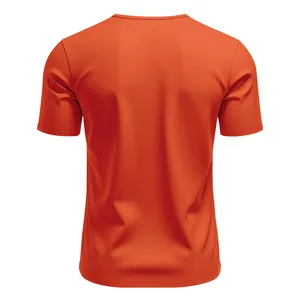 Vista posteriore maglia jersey arancione uomo con scollo a V e tessuto a rapida asciugatura comfort