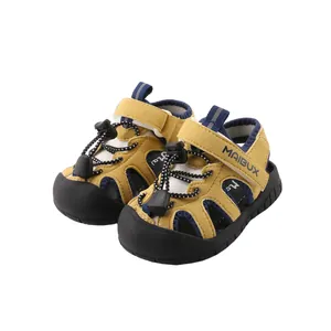 Toddler outdoor sandals in yellow with non-slip rubber soles and breathable mesh