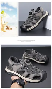 Sandalias deportivas grises para hombre con punta cerrada, ideales para la playa y actividades