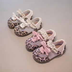 Kleinkind Mädchen Leopardenmuster Mesh Atmungsaktive Lauflernschuhe Süße Spitze Schleife German Trainer Weiche Sohle Lässig Kinder Sneakers