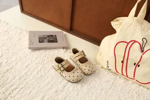 Gedetailleerde weergave van schattige Mary Jane-schoenen met stippen voor meisjes
