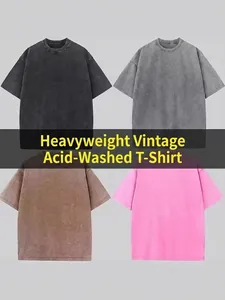 Heavyweight vintage snow wash cotton short-sleeved T-shirt set in four versatile colors