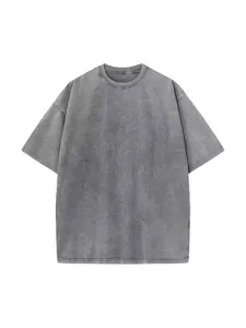 Vintage washed grey cotton t-shirt with snow wash effect for a street style look