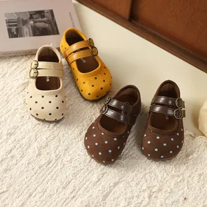 Schattige Mary Jane schoenen met stippen voor meisjes, zachte prinsessen ballerina's herfst.