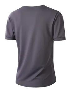 Vue arrière d'un t-shirt homme col en V gris foncé uni pour le sport et les loisirs