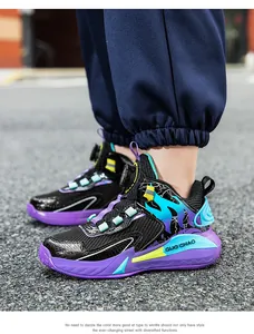 Scarpe da basket in mesh traspirante per bambini con sistema a fibbia rotante rapida
