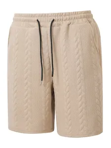 Detailansicht der beigen Herrenshorts mit Jacquard-Struktur und Kordelzug-Design