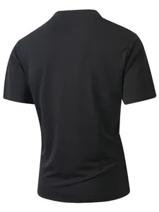 Vue arrière détaillée d'un t-shirt en coton et lin noir respirant pour hommes au design épuré
