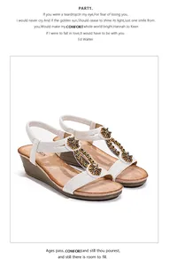 Bohemian white braided wedge sandals with ethnic floral rhinestone accents