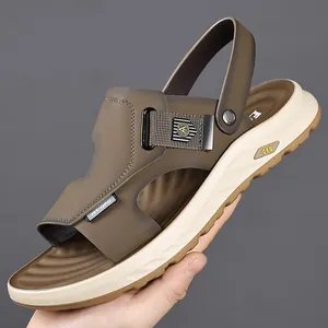 Comfortable men's outdoor dual-use sandals with soft cushioned sole in brown