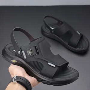 Men's versatile black outdoor sandals with soft sole for beach and casual wear style