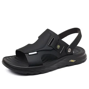 Classic black men's outdoor dual-wear sports sandals with soft sole