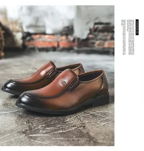 Elegante braune Herren-Loafer aus poliertem Leder, Business-Casual-Schuhe zum Hineinschlüpfen