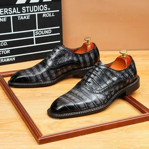 Herren Echtes Leder Krokodil Prägung Oxford Schuhe Handgefertigt Business Formelle Business-Schuhe Klassische Schnürung Brogue Hochzeit Schuhe