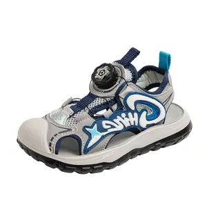 Durable boys closed-toe summer sandals with breathable mesh and quick-adjust dial