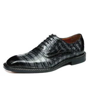 Elegante Herrenschuhe mit Krokodilleder-Prägung für exklusive geschäftliche Anlässe
