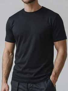 Men's Basic Cotton Short Sleeve T-Shirt Loose Fit Crew Neck Top Solid Color Breathable Summer Casual Tee