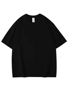 Basic black men's cotton short-sleeve T-shirt with a classic round neck design.